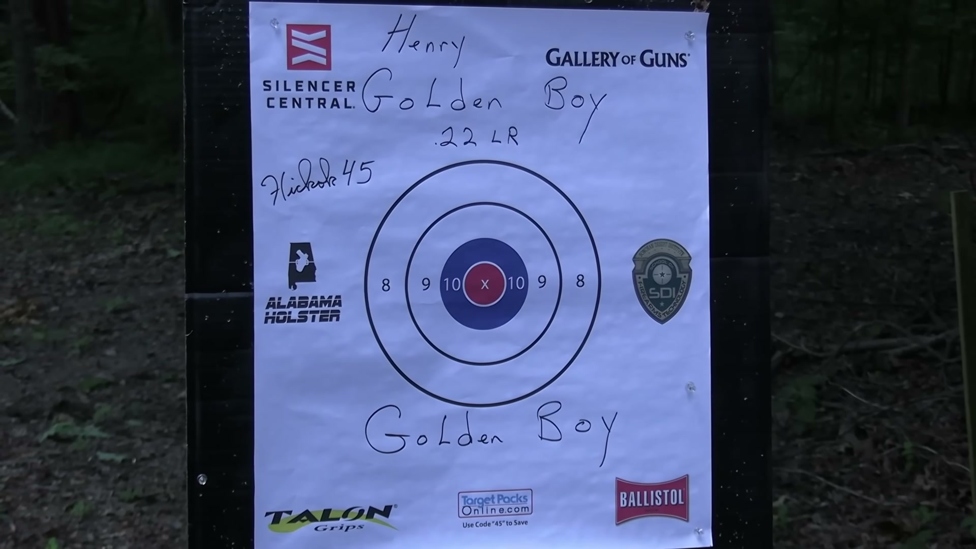 Hickok45's signed Henry Golden Boy Revolver target