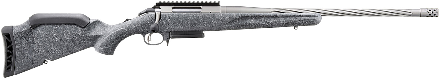 Ruger 46902 American II Full Size 308 Win 3+1 20" Gun Metal Gray Cerakote Spiral Fluted Threaded Barrel & Alloy Steel Receiver w/Picatinny Rail, Gray Splatter Adj LOP Synthetic Stock