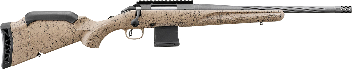 Ruger 46919 American II Ranch 5.56 NATO 10+1 16.10" Cobalt Cerakote Spiral Fluted Threaded Barrel & Alloy Steel Receiver w/Picatinny Rail, Flat Dark Earth Splatter Adj LOP Synthetic Stock