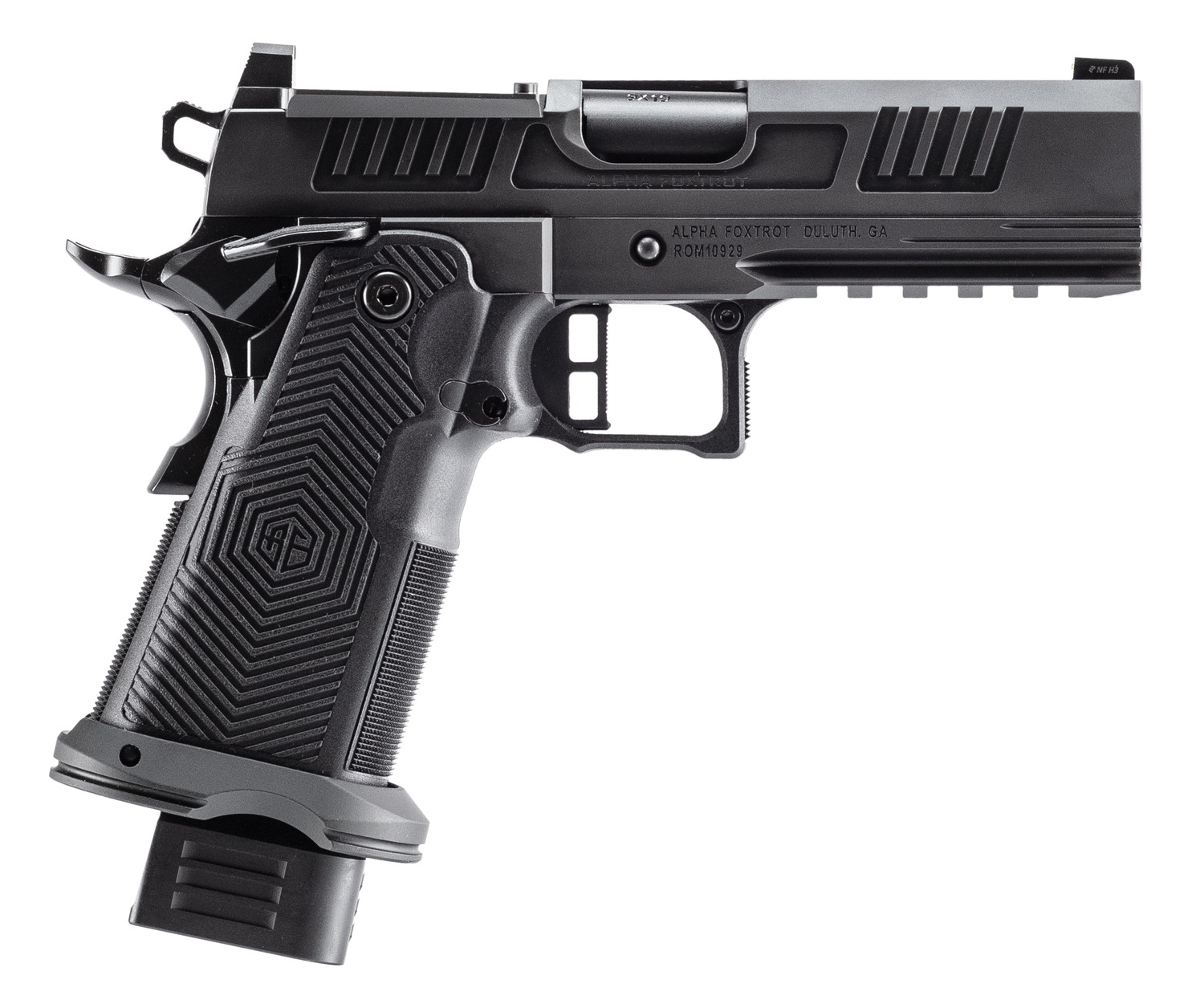 Alpha Foxtrot AF1911 Romulus Pistol Rental | 9mm | 4.25in | Black DLC