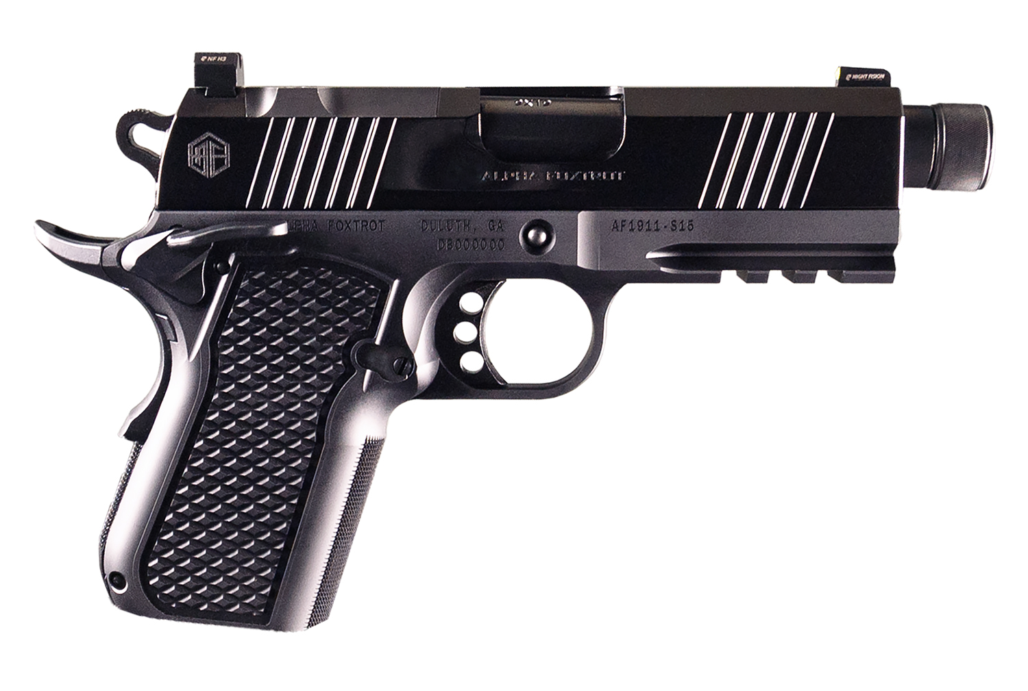 Alpha Foxtrot AF1911 S15 Pistol Rental | 9mm | 3.5in