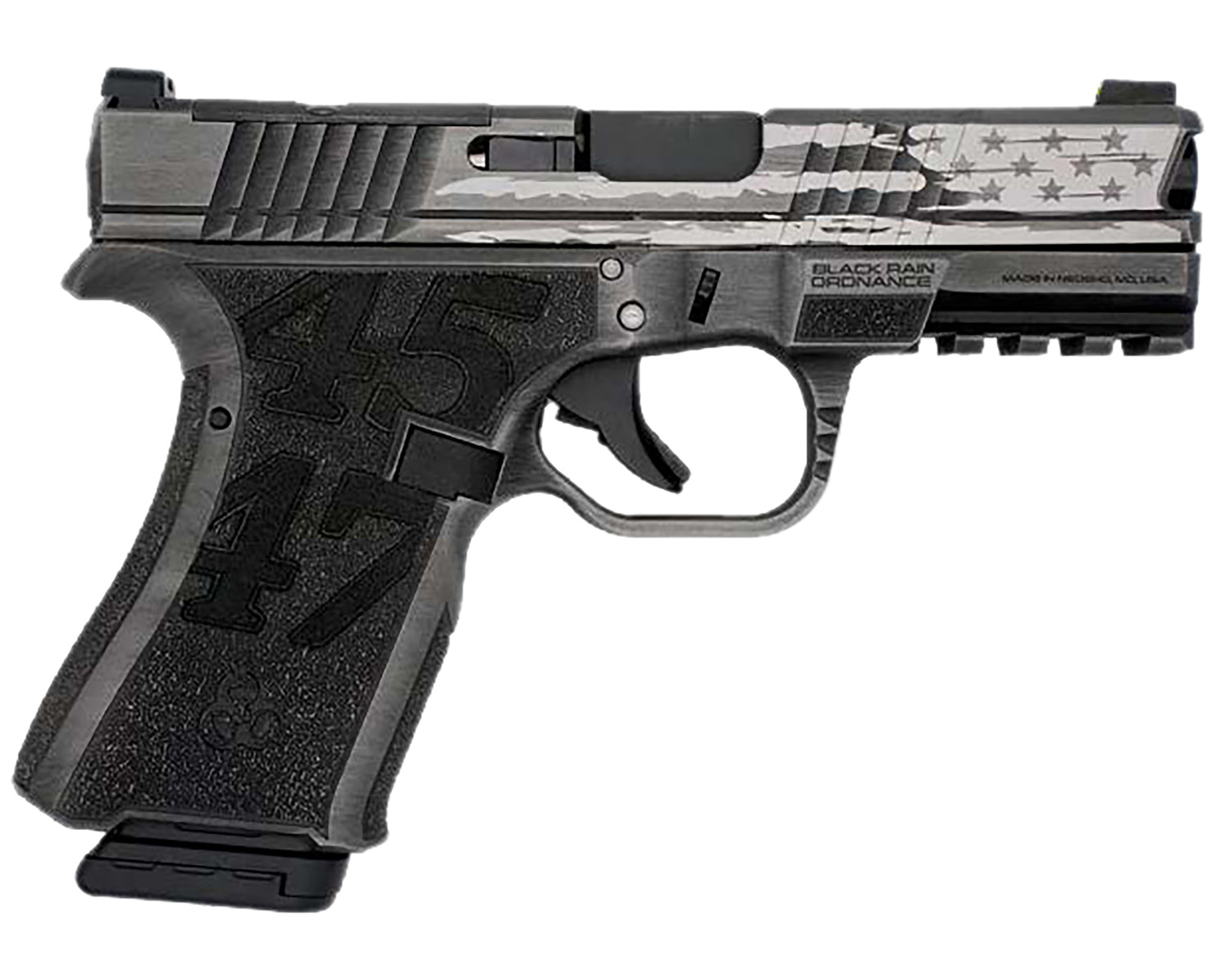 Black Rain Frontline Trump Custom Pistol Rental | 9mm | 4in | Gun Metal Grey Battleworn