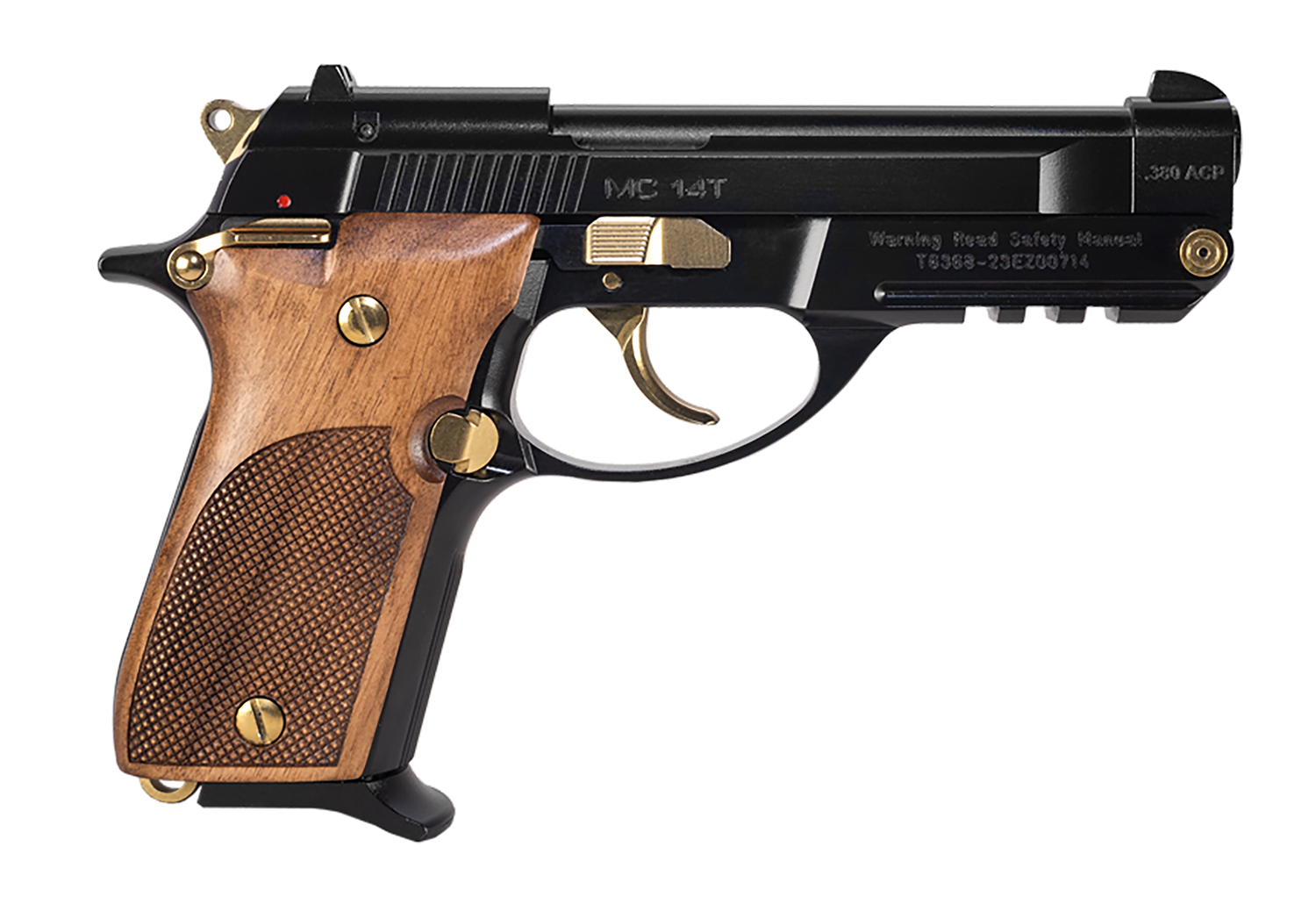 EAA MC 14T Solution Pistol Rental | .380 ACP | 4.5in | Black Gloss w/Gold Accents